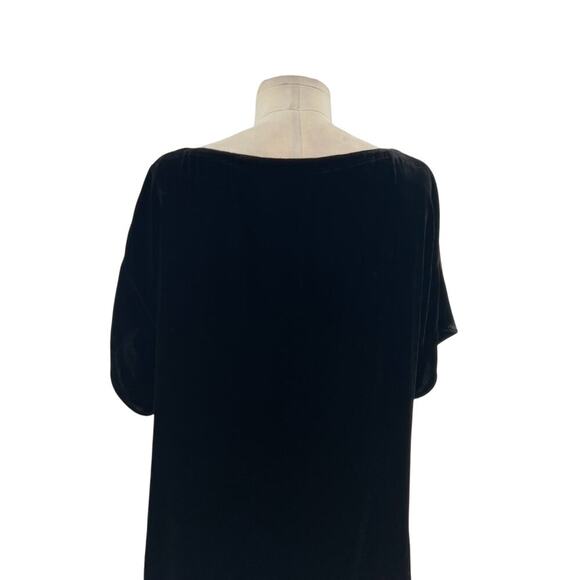 Eileen Fisher Bateau Neck Short Sleeve Velvet High Low Shift Dress Size Small - Picture 10 of 13
